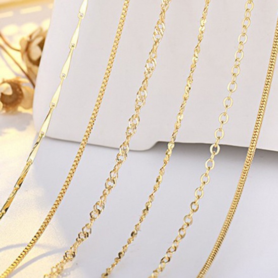 Bild von Eco-friendly Vacuum Plating Stylish Simple 14K Real Gold Plated Copper Link Chain Necklace For Women Party