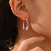 Bild von Eco-friendly Simple & Casual Hip-Hop Multicolor 304 Stainless Steel Enamel Hoop Earrings For Women Graduation