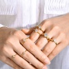 Bild von Eco-friendly Exquisite Stylish 18K Real Gold Plated 304 Stainless Steel & Cubic Zirconia Unadjustable Heart Rhombus Rings For Women Anniversary