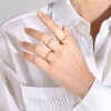 Bild von Eco-friendly Exquisite Stylish 18K Real Gold Plated 304 Stainless Steel & Cubic Zirconia Unadjustable Heart Rhombus Rings For Women Anniversary