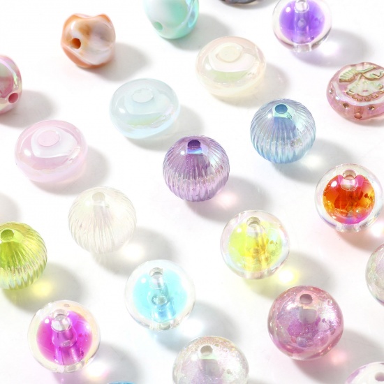 Picture of Acrylic Beads For DIY Charm Jewelry Making At Random Color AB Rainbow Color 10 PCs