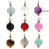 Immagine di 304 Stainless Steel & Stone Charms Gold Plated Multicolor Round 12mm x 16mm, 2 PCs