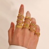Immagine di Placcatura Sottovuoto Ecologica Semplice & Casual Stile Ins Colore Oro 18K 304 Acciaio Inossidabile Aperto Mani Cuore Anello Per Donne 1 Pz