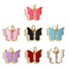 Immagine di Rame Insetto Charms Farfalla 18K Oro riempito Multicolore Smalto Trasparente Cubic Zirconiae 12mm x 10.5mm, 1 Pz