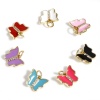 Immagine di Rame Insetto Charms Farfalla 18K Oro riempito Multicolore Smalto Trasparente Cubic Zirconiae 12mm x 10.5mm, 1 Pz