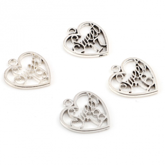 Picture of Zinc Based Alloy Charms Heart Multicolor Hollow 21mm x 19mm, 20 PCs