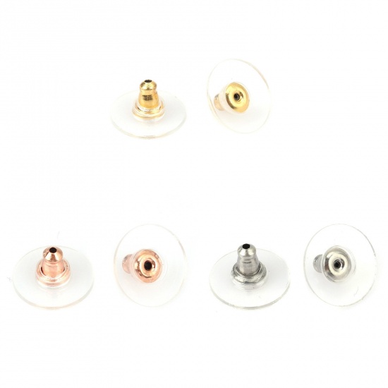 Изображение 304 Stainless Steel Ear Nuts Post Stopper Earring Findings Round Multicolor 11mm Dia.
