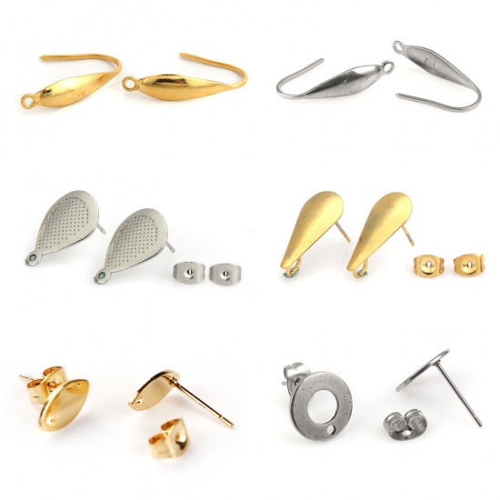Изображение Stainless Steel Ear Post Stud Earrings Multicolor With Loop