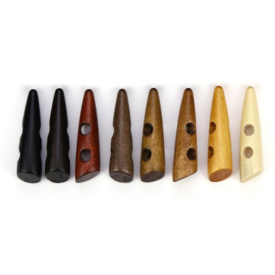 Picture of Wood Horn Buttons Scrapbooking 2 Holes Multicolor