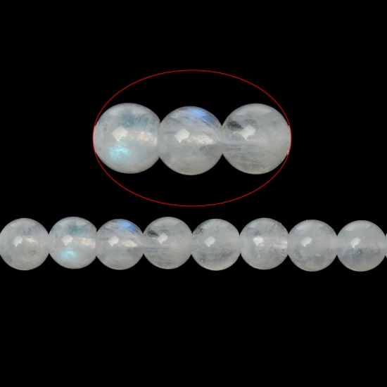 Picture of June Birthstone - (Grade A) Moonstone ( Natural) Loose Beads Round White About 4.0mm( 1/8") Dia, Hole: Approx 0.8mm, 40.0cm(15 6/8") long, 1 Strand (Approx 90 PCs/Strand)