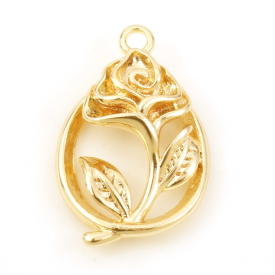Immagine di Rame San Valentino Charms Rosa Oro riempito 18mm x 12mm, 50 Pz