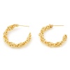 Picture of Copper Stylish Hoop Earrings Real Gold Plated C Shape 3cm x 3cm, Post/ Wire Size: (21 gauge), 30 PCs