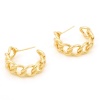 Picture of Copper Stylish Hoop Earrings Real Gold Plated Link Chain 25mm x 25mm, Post/ Wire Size: (21 gauge), 30 PCs