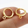 Picture of Copper Hoop Earrings 18K Real Gold Plated Circle Ring W/ Loop 15mm x 12mm, Post/ Wire Size: (18 gauge), 6 PCs