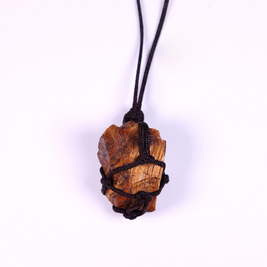 Picture of Tiger's Eyes ( Natural ) Necklace Brown Irregular Woven 60cm(23 5/8") long, 1 Piece