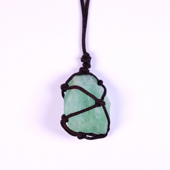 Picture of Fluorite ( Natural ) Necklace Green Irregular Woven 60cm(23 5/8") long, 1 Piece