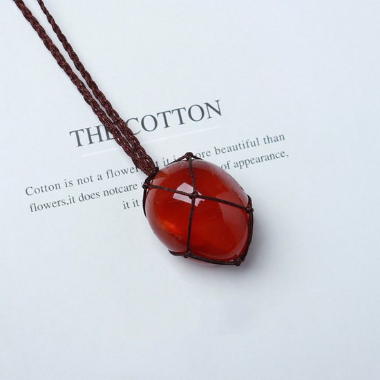 Picture of Agate ( Natural ) Necklace Red Irregular Woven 60cm(23 5/8") long, 1 Piece