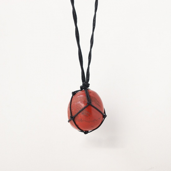 Picture of Red Jasper ( Natural ) Necklace Red Irregular Woven 60cm(23 5/8") long, 1 Piece