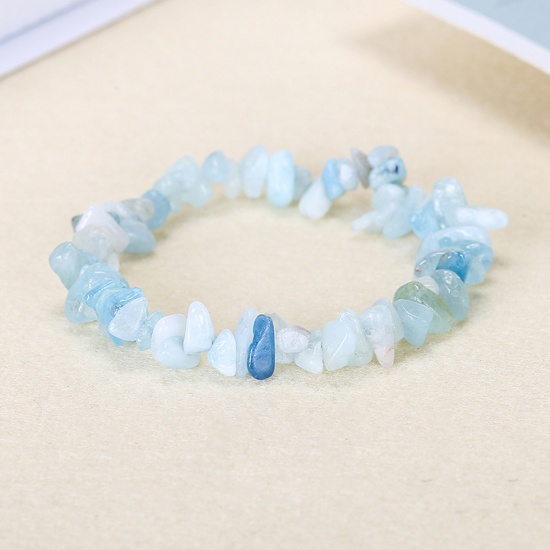 Image de Bracelets en Aquamarine ( Naturel ) Bleu Clair 22cm Long, 1 Enfilade