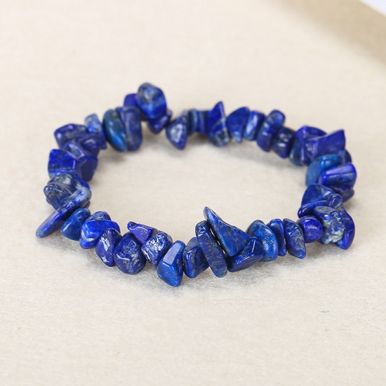Image de Bracelets en Lapis-Lazuli ( Naturel ) Bleu 22cm Long, 1 Enfilade