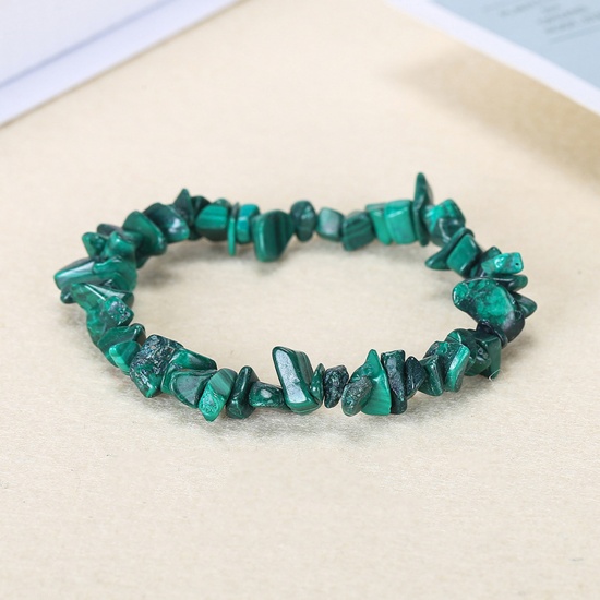 Image de Bracelets en Malachite ( Naturel ) Vert Foncé 22cm Long, 1 Enfilade