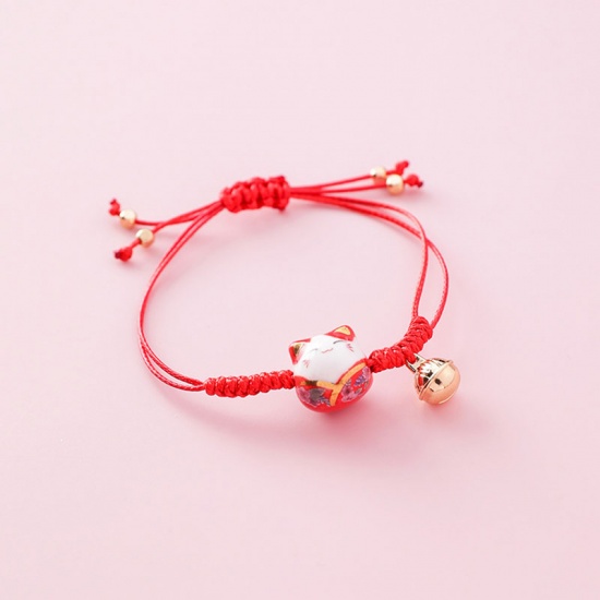 Bild von Geflochtene Armbänder Rot Glocke Katze Verstellbar 5.5cm D., 1 Strang