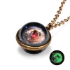 Picture of Zinc Based Alloy & Glass Double Sided Necklace Antique Bronze Planet Glow In The Dark 50cm(19 5/8") long, 1 Piece