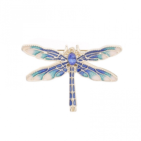 Picture of Pin Brooches Dragonfly Animal Blue 4.9cm x 3.4cm, 1 Piece