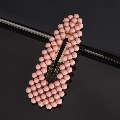 Picture of Zinc Based Alloy & Acrylic Hair Clips Findings Pink 6cm, 1 Piece