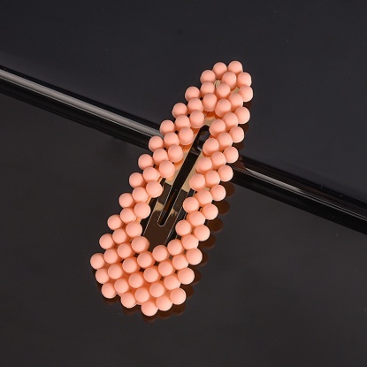Bild von Zinklegierung & Acryl Haarklammer Zubehör Orange Rosa 6cm, 1 Stück