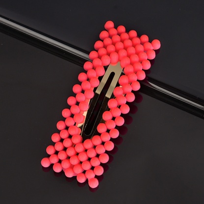 Picture of Zinc Based Alloy & Acrylic Hair Clips Findings Watermelon Red Rectangle 6cm, 1 Piece