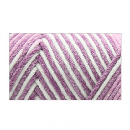 Image de Fil à Tricoter Super Doux en Coton Mélangé Blanc & Violet 1 Pelote