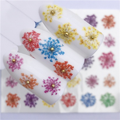 Bild von Papier Nagel Kunst Aufkleber Blumen Bunt 6cm x 5cm, 1 Blatt