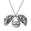 Picture of Necklace Antique Silver Color Sunflower Hidden Message " YOU ARE MY Sunshine " Can Open 52cm(20 4/8") long, 1 Piece
