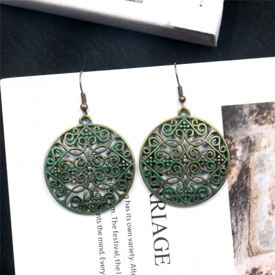 Picture of Earrings Green Round Heart 56mm x 35mm, 1 Pair