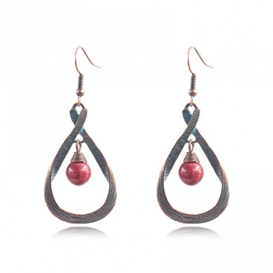 Picture of Earrings Red Drop 58mm x 25mm, 1 Pair