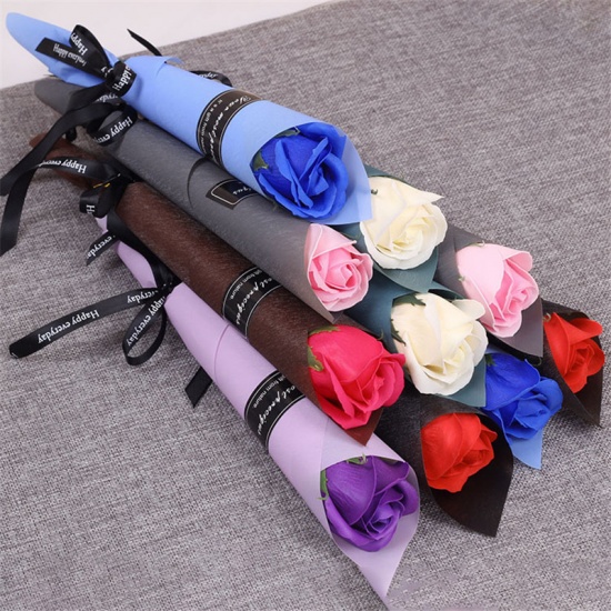 Picture of Soap Artificial Rose Flower Home Decoration At Random Color 27cm - 28cm long, 1 Piece