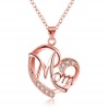 Picture of Mother's Day Necklace Rose Gold Heart Message " Mom " Clear Rhinestone 45cm(17 6/8") long, 1 Piece