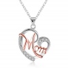 Picture of Mother's Day Necklace Silver Tone & Rose Gold Heart Message " Mom " Clear Rhinestone 45cm(17 6/8") long, 1 Piece