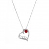 Picture of Mother's Day Necklace Silver Tone Heart Message " Mom " Red Cubic Zirconia 45cm(17 6/8") long, 1 Piece