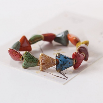 Picture of Ceramic Dainty Bracelets Delicate Bracelets Beaded Bracelet Multicolor Triangle Elastic 1 Piece