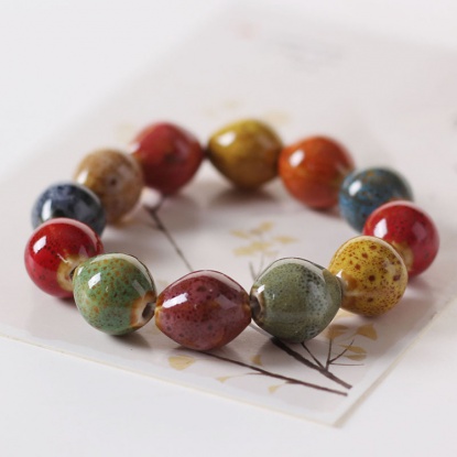 Picture of Ceramic Dainty Bracelets Delicate Bracelets Beaded Bracelet Multicolor River snail Elastic 1 Piece