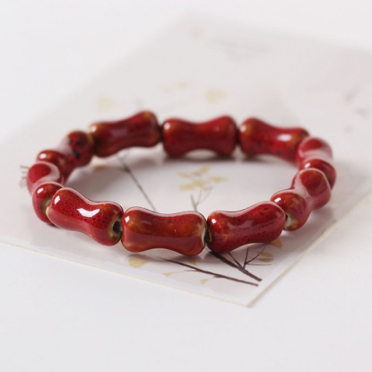 Picture of Ceramic Dainty Bracelets Delicate Bracelets Beaded Bracelet Red Bone Elastic 1 Piece