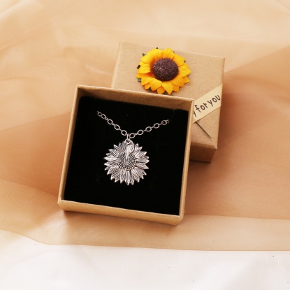 Bild von Halskette Antiksilber Sonnenblume versteckte Nachricht " YOU ARE MY Sunshine " Zum Öffnen 52cm lang, 1 Strang