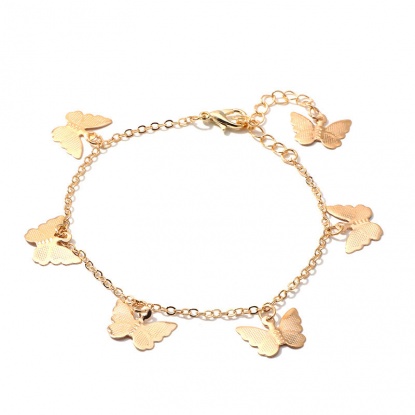 Picture of Bracelets Gold Plated Butterfly Animal 18.5cm(7 2/8") long, 1 Piece