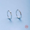 Picture of Sterling Silver Hoop Earrings Silver Color Circle Ring 9mm Dia., Post/ Wire Size: 0.85mm, 1 Pair