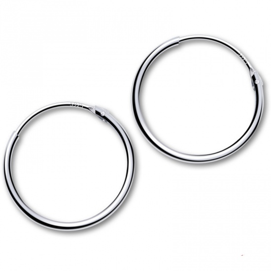 Picture of Sterling Silver Hoop Earrings Silver Color Circle Ring 12mm Dia., 1 Pair