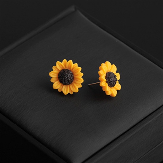 Picture of Earrings Black & Yellow Sunflower 18mm x 18mm, 1 Pair