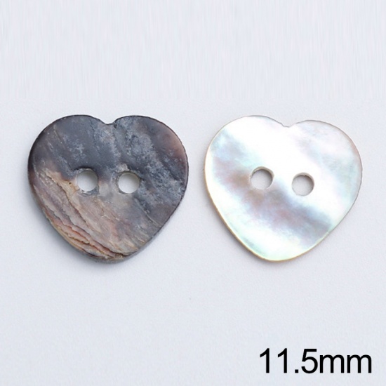 Immagine di Conchiglia Bottone da Cucire Scrapbook Due Fori Cuore 11.5mm Dia, 20 Pz