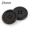 Picture of Wood Sewing Buttons Scrapbooking 4 Holes Round Dark Coffee 25mm Dia., 100 PCs